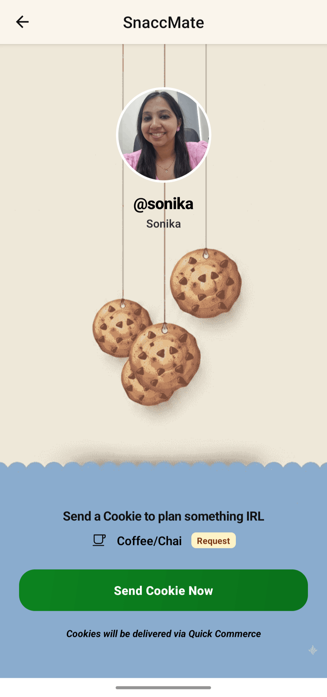 Send Physical Cookie - IRL Meet Request